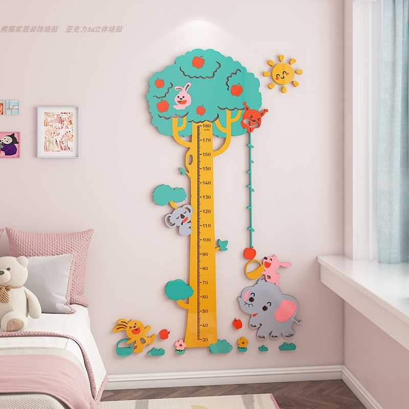 3d大树创意装饰测量身高尺儿童房间