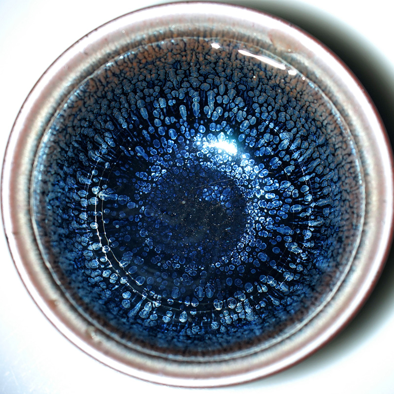 【油滴盖碗】油滴精彩 陆承贵 建盏名家 上口径9.3cm 1240