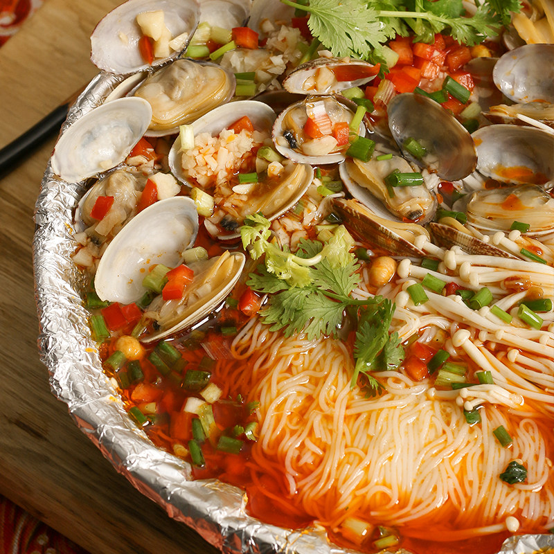 蒜蓉花甲粉海鲜粉红汤细粉丝可煮可泡方便速食5人份装带调味料包