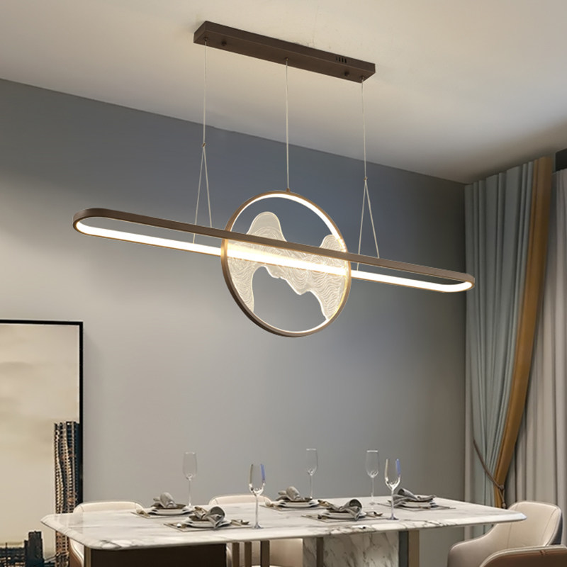 新中式餐厅灯现代简约中国风餐桌饭厅灯禅意茶室书房长方形吧台灯