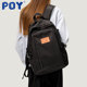 POY® 大容量背包男电脑版女双肩包黑色大学生书包黑色潮款旅行包