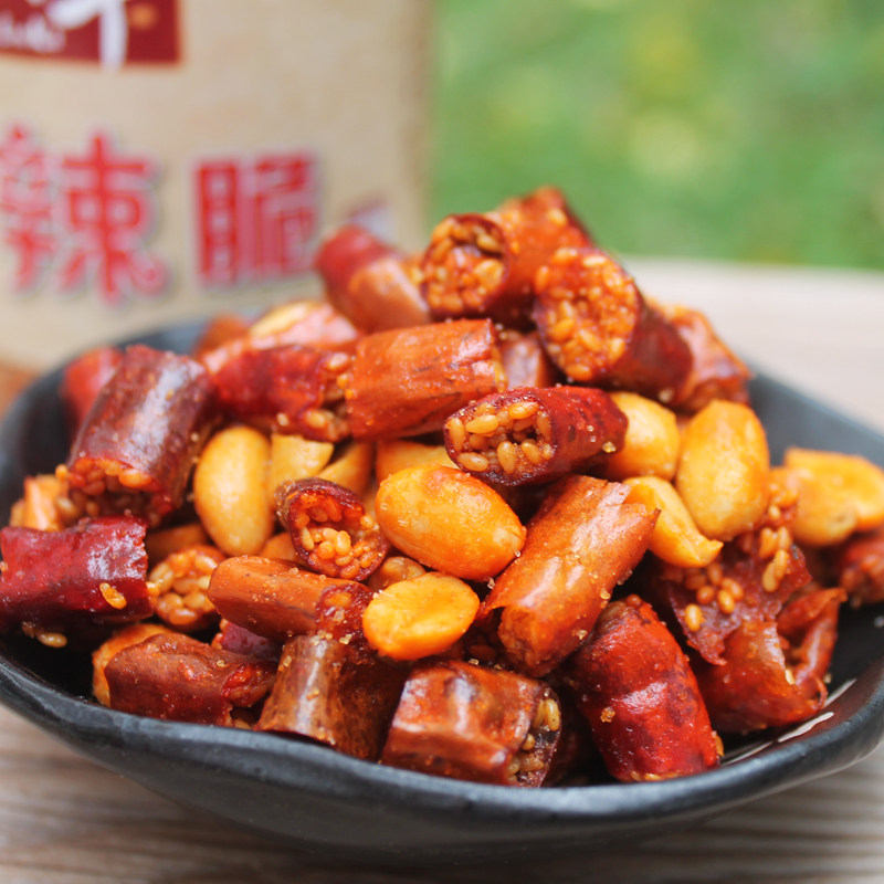 贵州特产小吃零食香辣脆炸辣椒花生林卡芝麻香辣脆228g12瓶