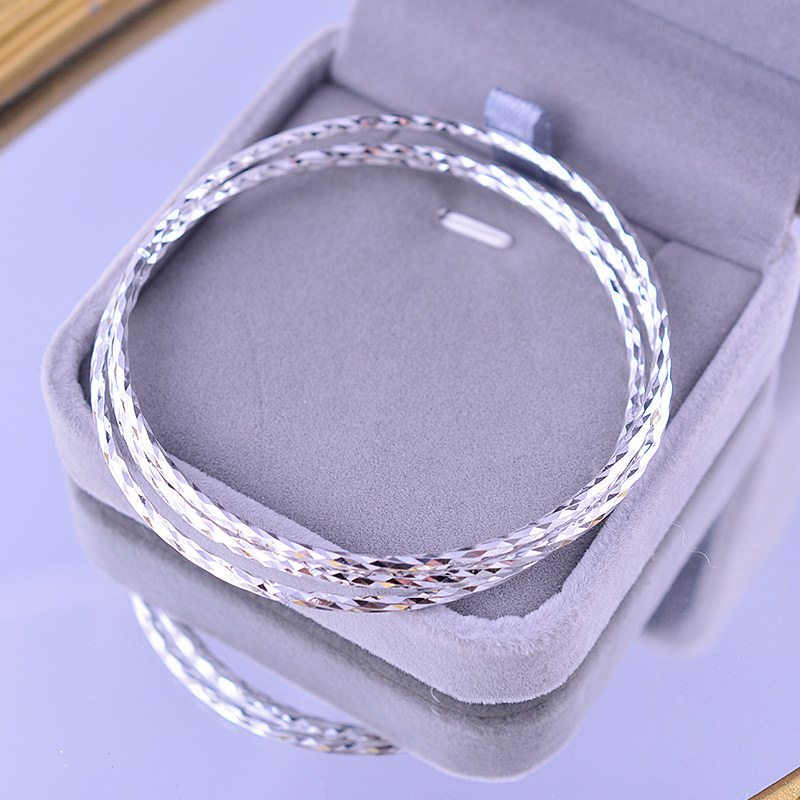 三生三世银手镯925纯银银饰简约时尚多圈镯子ins冷淡风情人节礼物