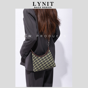 LYNIT 复古格纹包包女新款今年流行高级感手提腋下包千禧风斜挎包