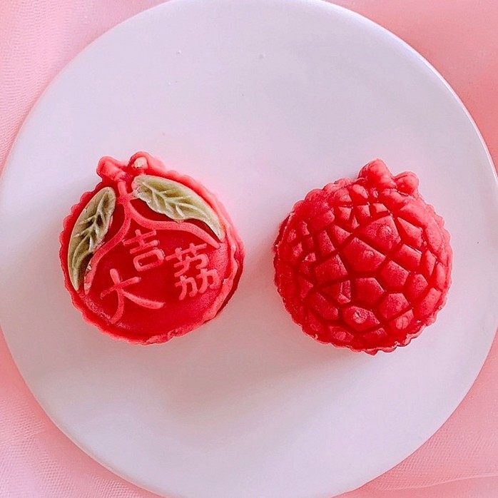 50克立体仿真荔枝大吉大荔手压式塑料绿豆糕月饼mooncake模具套装