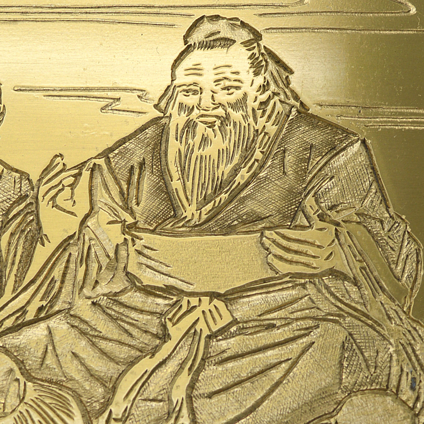 《孔子讲学》 赵秀林大师手工凿刻 人物栩栩如生 值得收藏