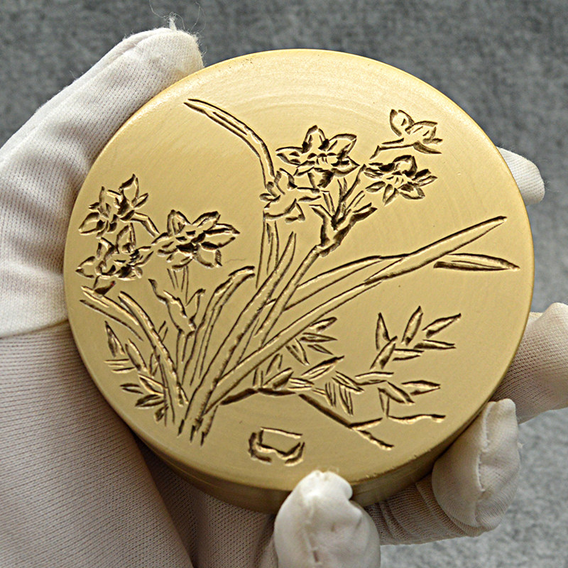 刻铜墨盒《蕙心兰质》 精致美观 赵秀林大师手工雕刻 收藏送礼