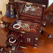 Zambian blood sandalwood jewelry box solid wood high-end large-capacity bracelet necklace mahogany with lock storage box wedding dowry