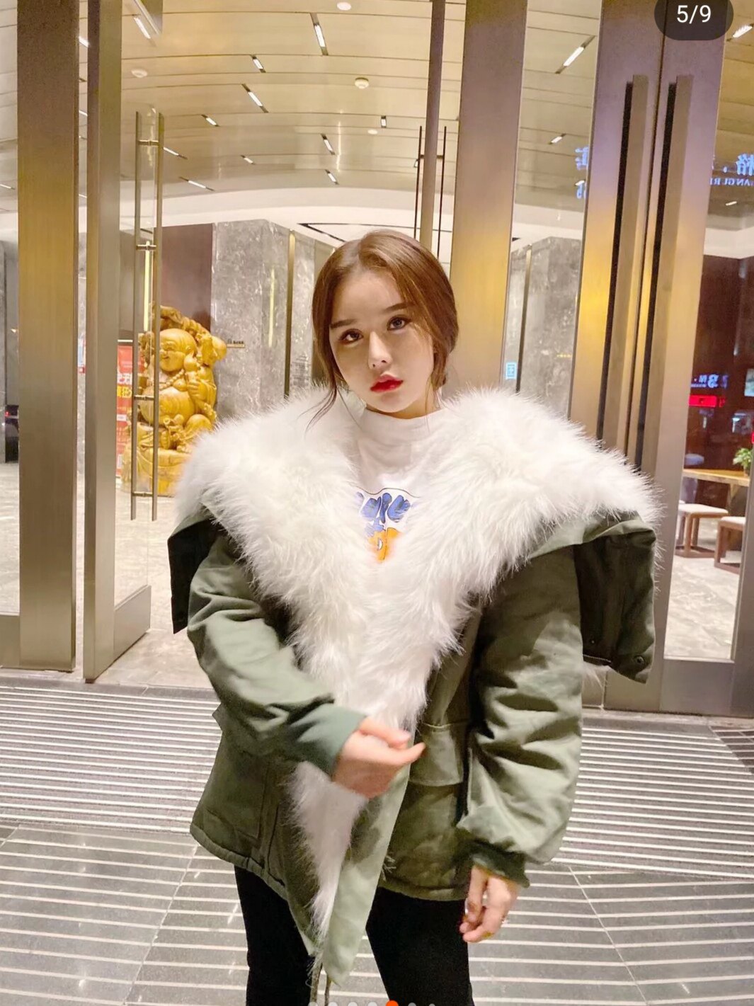 热销快手同款棉衣女 大毛领