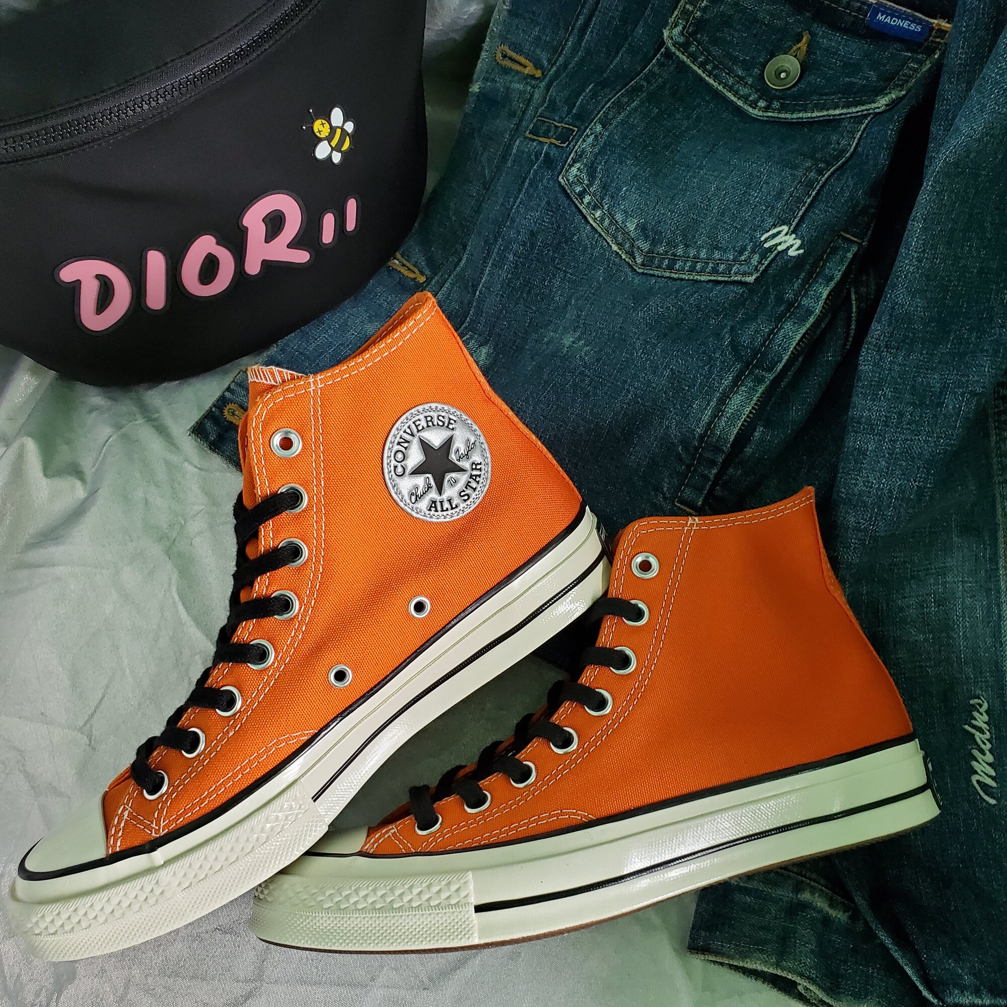 橙色男鞋_converse匡威1970s橘色橙色3m反光logo高帮帆布鞋男鞋女鞋