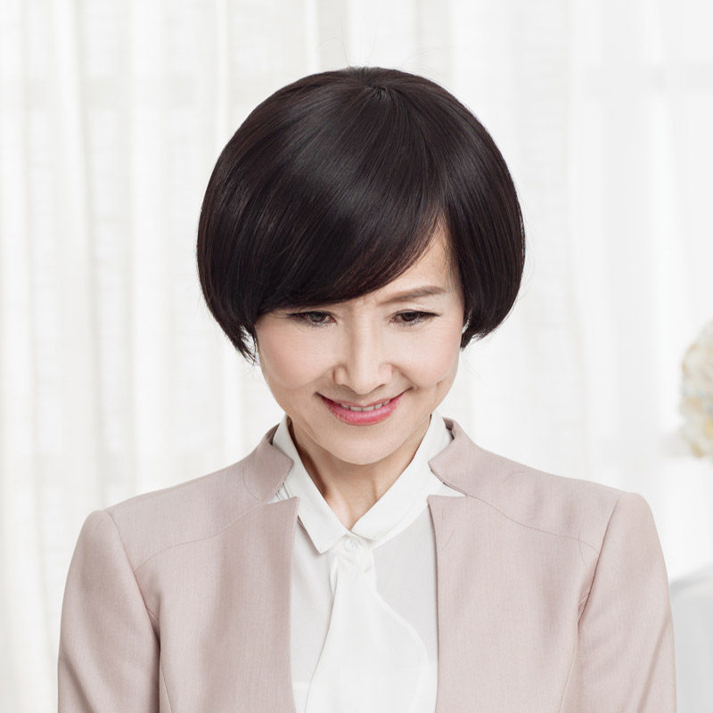 瑞贝卡假发女发片短发遮白发无痕隐形一片式短发片真发头顶补发片