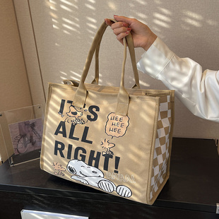史努比托特包女大容量包包2024新款潮卡通手拎包购物袋单肩帆布包
