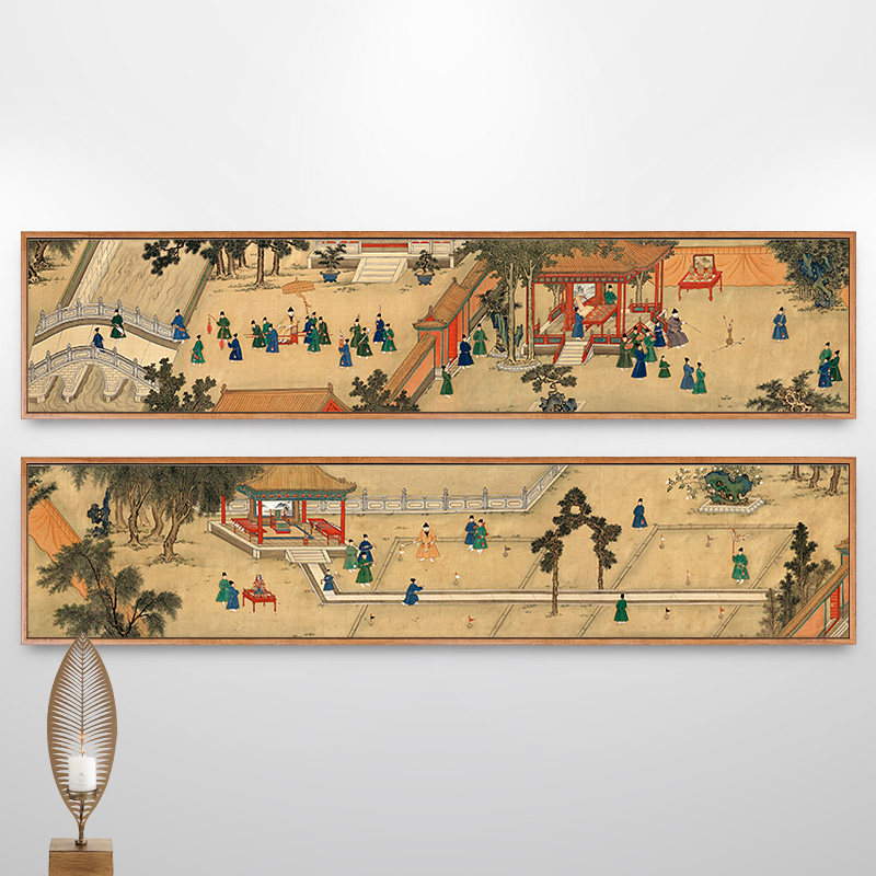 明宣宗行乐图明朝明代皇帝画像古代人物画宫廷画新中式客厅装饰画