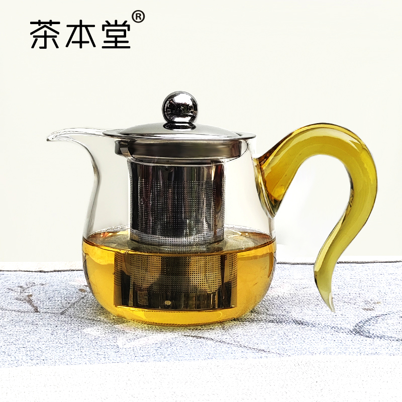 茶本堂茶壶加厚玻璃不锈钢过滤泡茶壶茶水壶茶具耐高温家用可加热