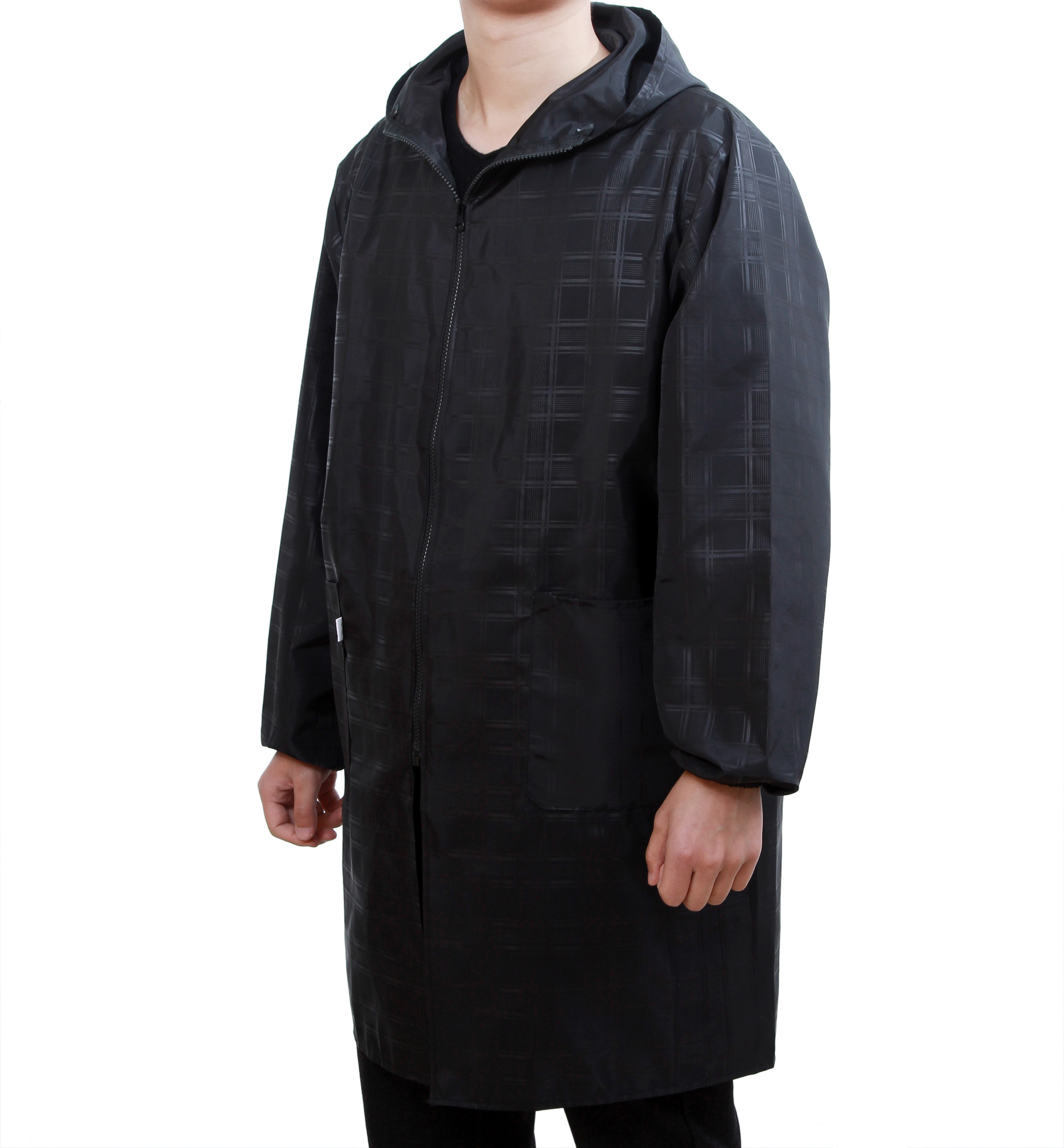 男士时尚拉链罩衣成人轻度防水防尘防油烟围裙加大工作服厨房长袖