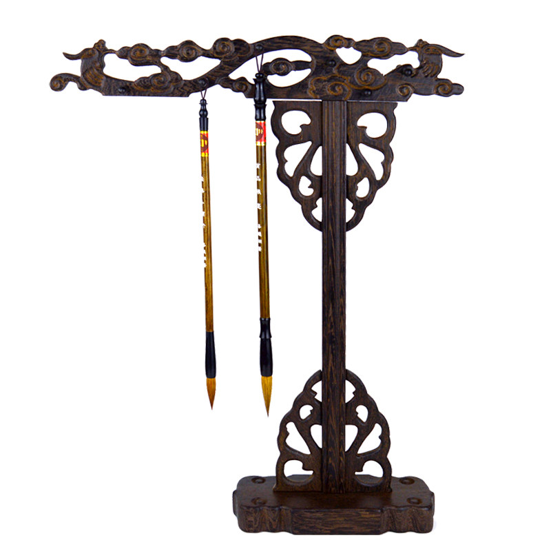 墨亨春鸡翅木毛笔架古典实木笔挂云凤木笔架毛笔挂笔搁文房四宝木质