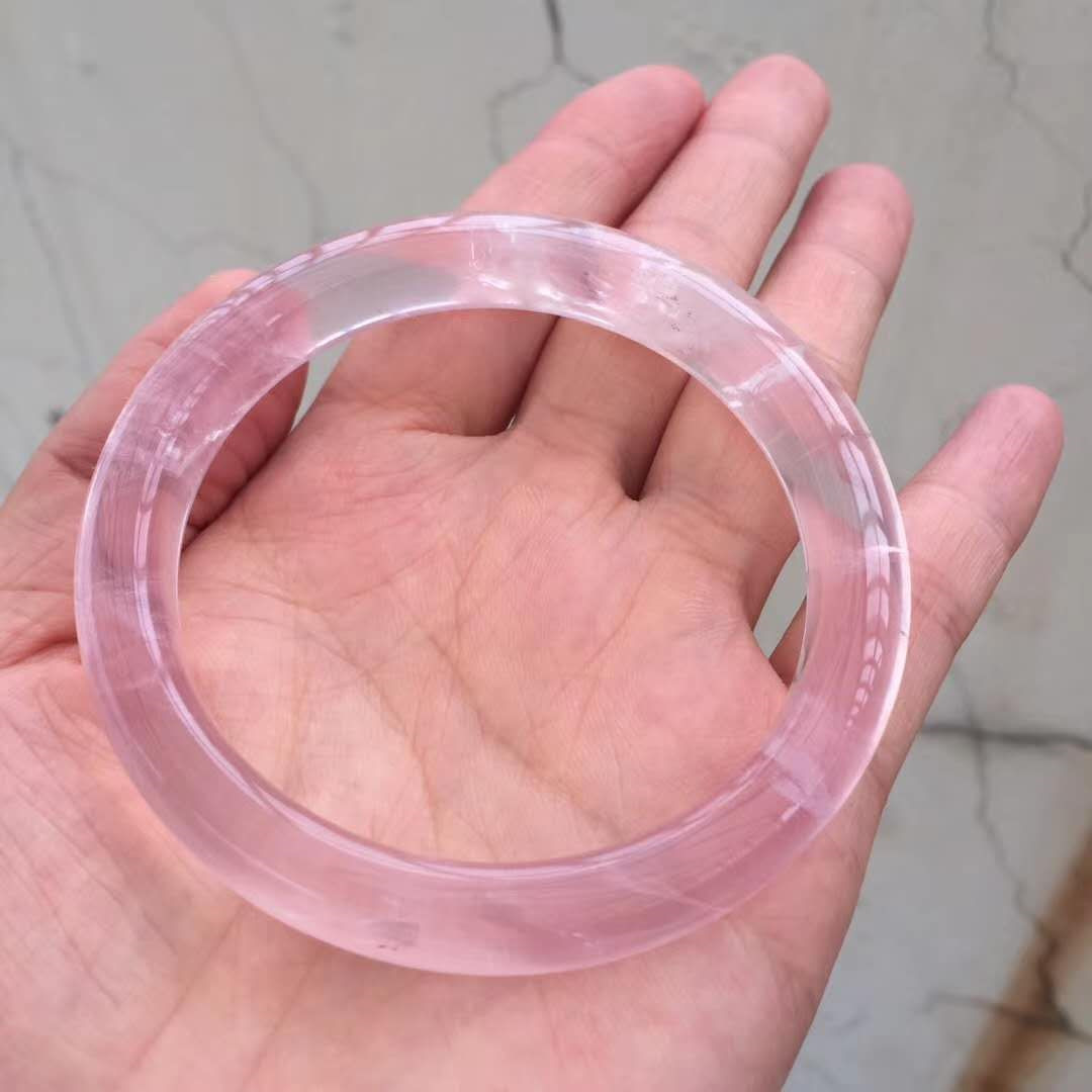 天然粉水晶莫桑比克粉晶星光手镯女镯子招桃花旺夫芙蓉石女友礼物
