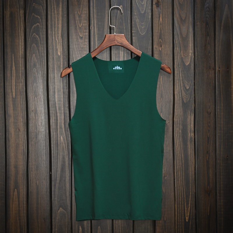 man Summer fund Socket green V-neck vest Borneol cool and refreshing Sleeveless T-shirt motion leisure time Solid vestin the Men's clothing, Vest/Vest category - from Buy2taobao.com to provide professional Taobao agent buy service