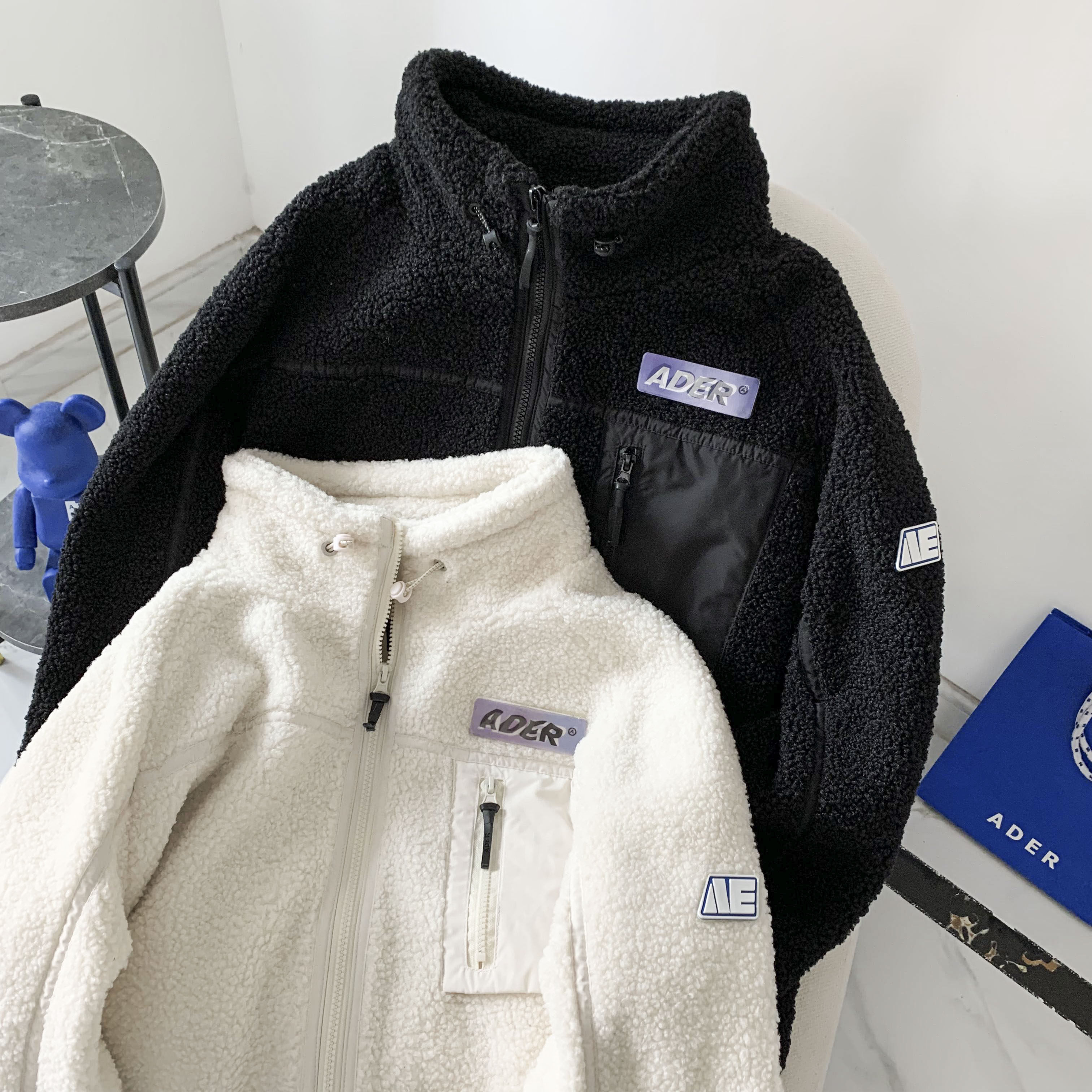 正品ader error秋冬加厚摇粒绒立领羊羔毛绒拉链外套女宽松小众潮