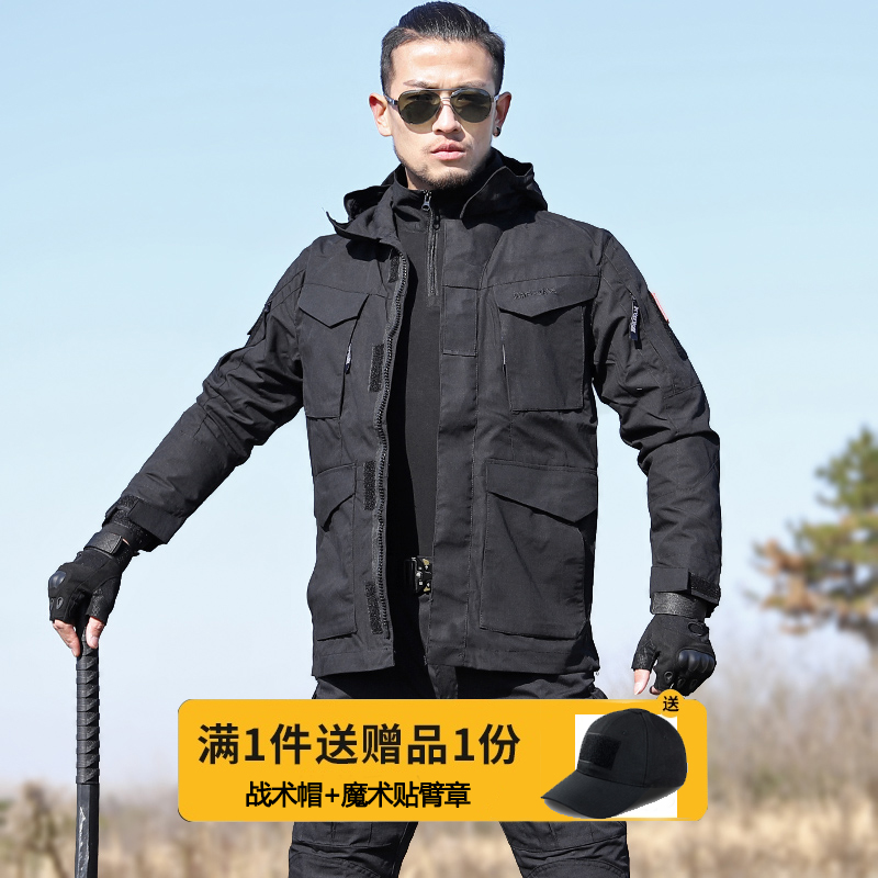 春秋m65战术风衣男冬季加绒加厚黑色作训服套装耐磨军装外套正品