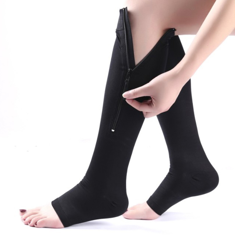 收腿压力段袜套女士塑身中筒拉链功能