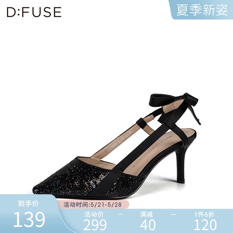 D:FUSE迪芙斯珠片装饰蝴蝶结高跟单鞋后抽带凉鞋DF83114026|msdalam kategori Kasut wanita, kasut rendah - dari Buy2taobao.com untuk memberikan perkhidmatan ejen Taobao profesional membeli