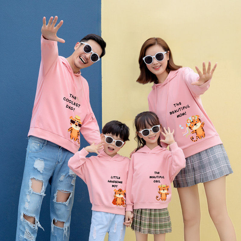 亲子装春秋装一家三口四口秋季外套母子母女装新款全家福卫衣大码
