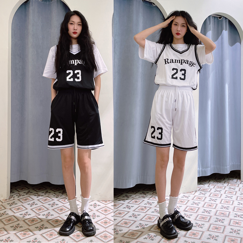 篮球服女球衣定制ins学生宽松bf风无袖数字运动套装比赛队服队服