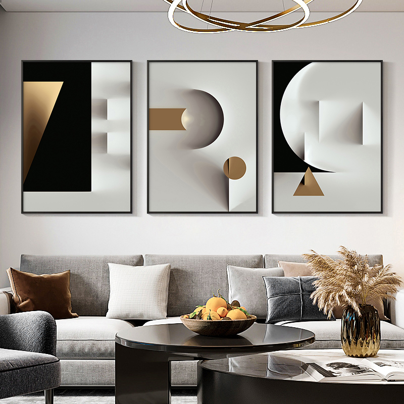 轻奢客厅装饰画三联画极简挂画现代简约沙发背景墙画时尚创意壁画