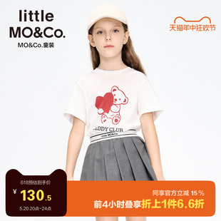 5A抑菌 little moco童装24春新款女童纯棉短袖印花t恤儿童上衣女