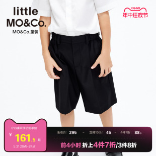 little moco童装夏装裤子男童女童黑色演出西装裤儿童短裤五分裤