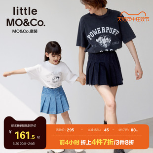 little moco童装夏装女童牛仔纯棉半身裙儿童裙裤短裤百褶裙半裙