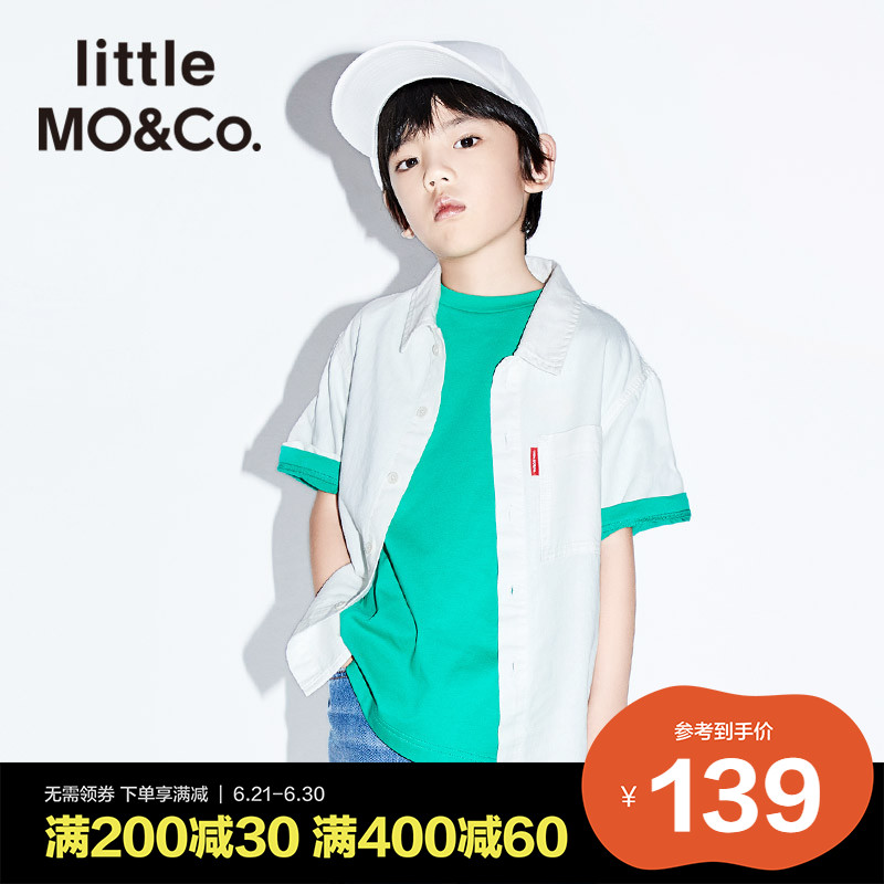 little moco童装夏装儿童衬衣纯棉翻领短袖上衣男童白色牛仔衬衫|msdalam kategori Kanak-kanak/Bayi/Keluarga dipasang, shirt - dari Buy2taobao.com untuk memberikan perkhidmatan ejen Taobao profesional membeli