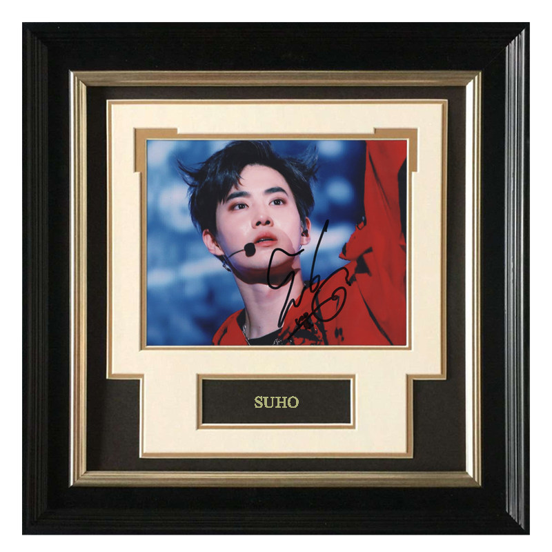 收藏金俊勉suho亲笔签名照片裱框不易流行证书文化