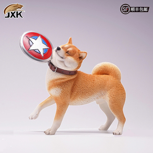 JXK官方正品1/6柴犬仿真模型接飞盘玩足球创意GK摆件桌面车载摆件