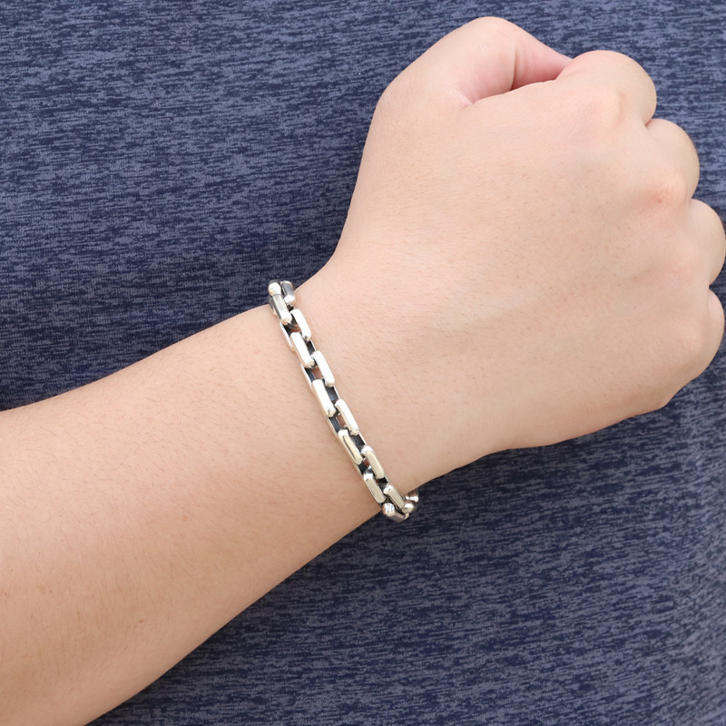 925纯银十字手链男泰银复古简单个性嘻哈潮男士银链锁链手饰银饰