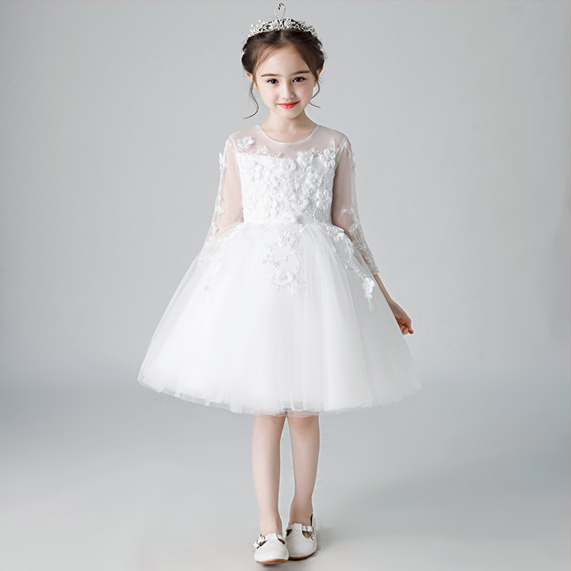儿童礼服公主裙蓬蓬纱小花童婚纱裙生日女童演出服女孩洋气主持人