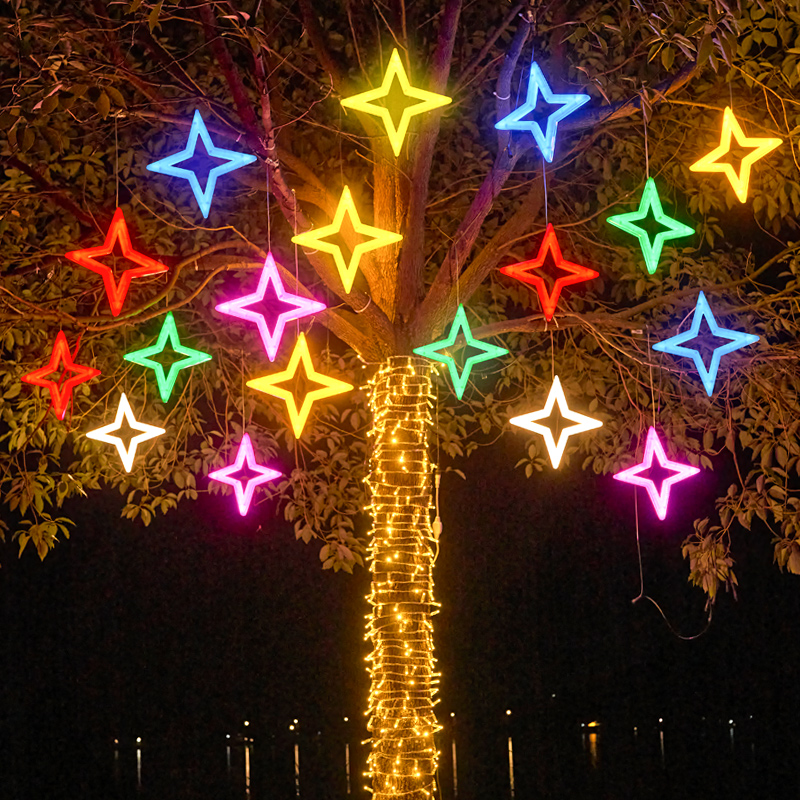 柔性灯带五角星雪花星月北极星月亮五星户外防水亮化装饰灯 原价18元