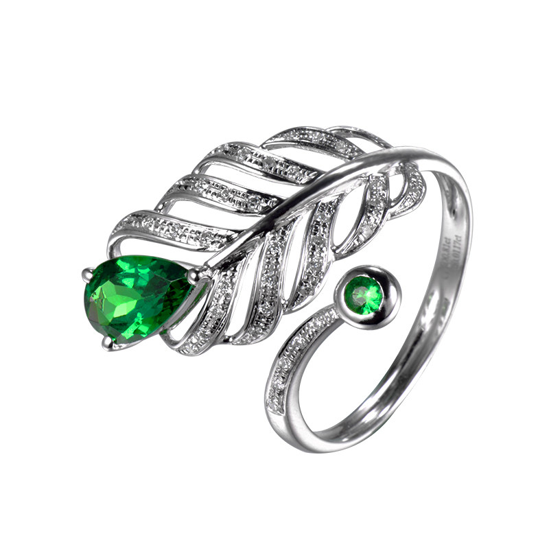 总0.81克天然18k金沙弗莱羽毛造型戒指&nbsp;可镶嵌