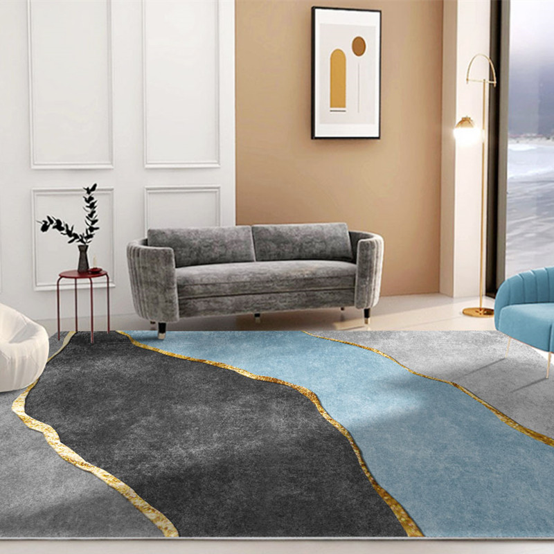 北欧简约客厅地毯抽象几何轻奢民宿沙发茶几地毯可水洗家用大面积