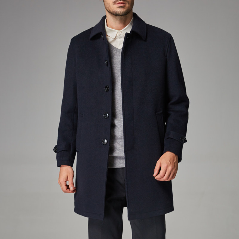 中老年人大衣男中长款羊毛呢子风衣加厚加棉父亲爸爸冬季男装外套