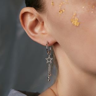 MASHAIRI星河系列流星耳饰925银女潮新款耳钉显瘦高级感纯银耳环