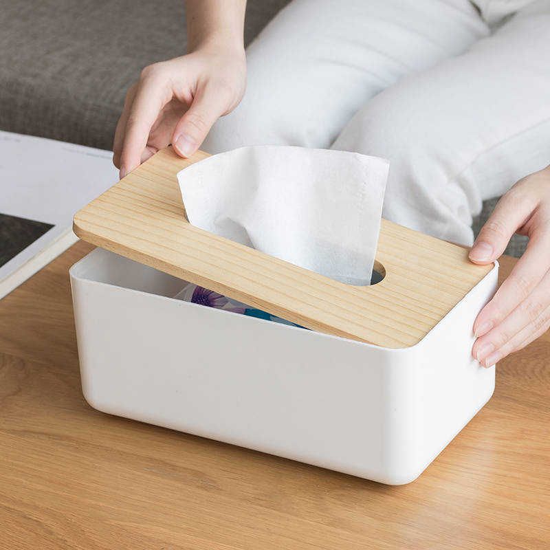 日式橡木盖纸巾盒家用创意餐巾纸抽盒居家客厅车用抽纸盒
