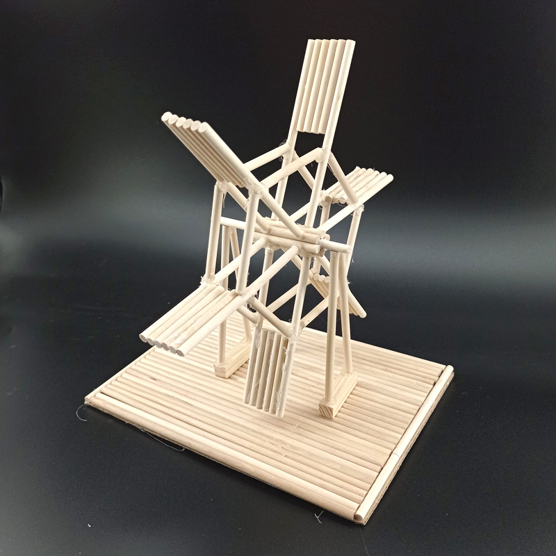 圆木棒实木风车diy手工制作材料小木棍一次性筷子环保生活小发明