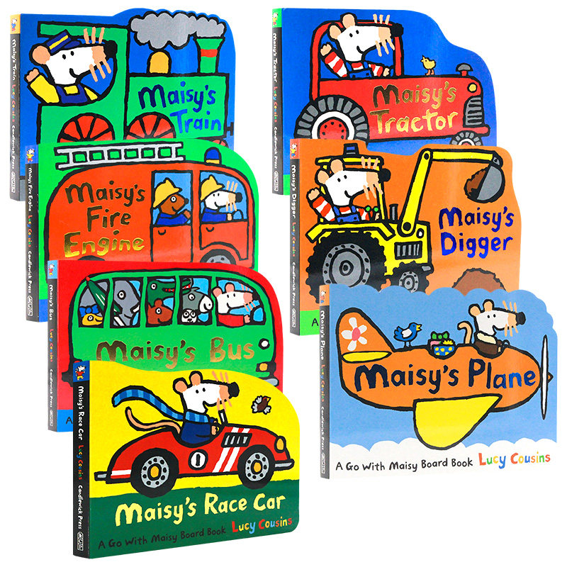 英文原版绘本 儿童绘本纸板书 maisys fire engine/digger/train/bus
