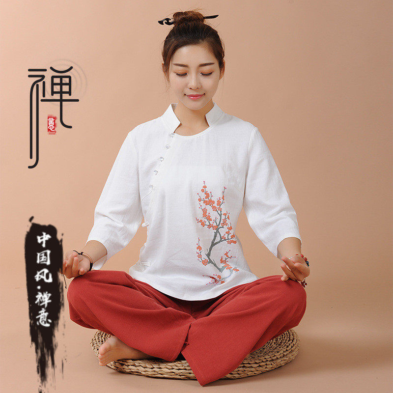 中国风女装古风棉麻的优惠券大全—佛系女装夏季禅意拜佛衣服女去寺庙