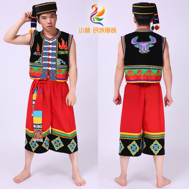 昆明发货 精品云南成人佤族男舞蹈装澜沧江临沧源西盟孟连佤族203