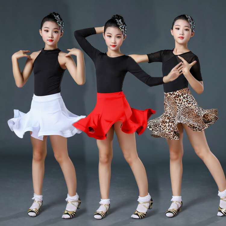 儿童拉丁舞服装舞蹈裙练功服表演比赛专业女童秋冬鱼骨网红拉丁服