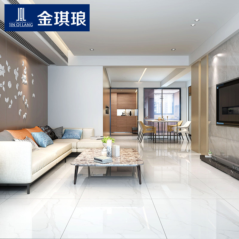 现代简约通体大理石白色客厅瓷砖800x800防滑耐磨地板砖大厅地砖
