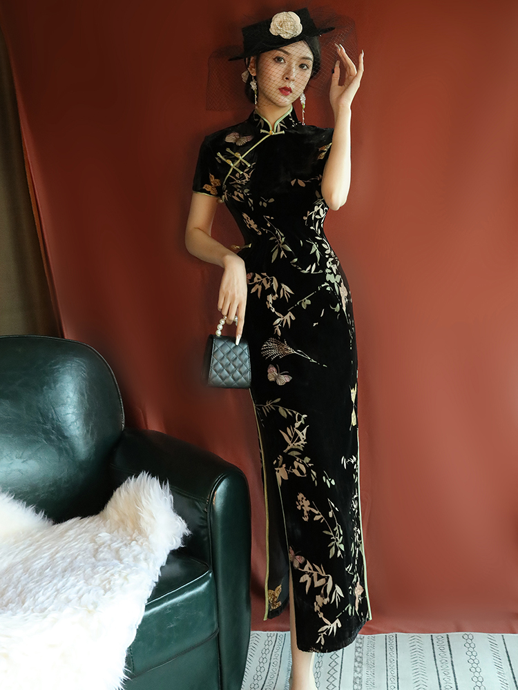 老上海旗袍2022年新款夏季复古气质改良优雅连衣裙高端中国风长款